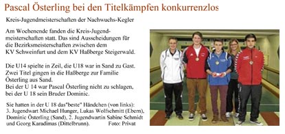 Kreis-Jugendmeisterschaften der Nachwuchs-Kegler